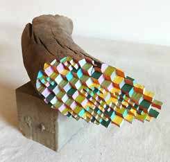 Amphibian Sideways, 2024, by Jos Prol. Painted salvaged wood.