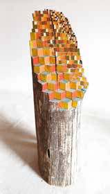 Leviathan 14, 2024, by Jos Prol. Painted salvaged wood.
