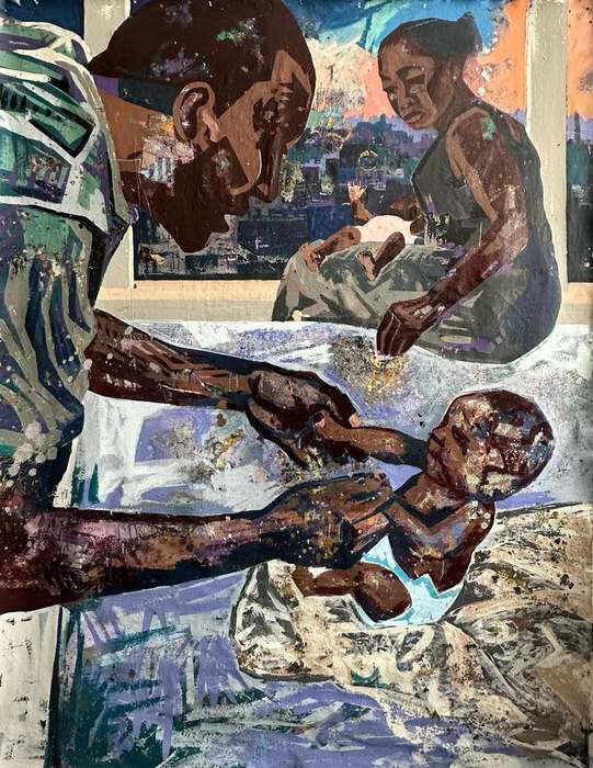 Reflections, 2025–2026, by Bobby K. Hill. Mixed media, paint on canvas.