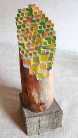 Brooklyn Seasons 2, 2026, by Jos Prol. Painted salvaged wood.