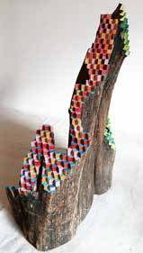 Leviathan's Cuff, 2026, by Jos Prol. Painted salvaged wood.
