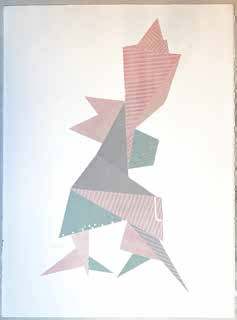 Dancer by Rachel Hornaday: pink and green patterned paper shards forming an angular figure