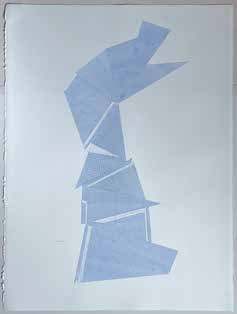 Healer, 2026, by Rachel Hornaday. Collage, printed envelopes, Rives BFK paper.