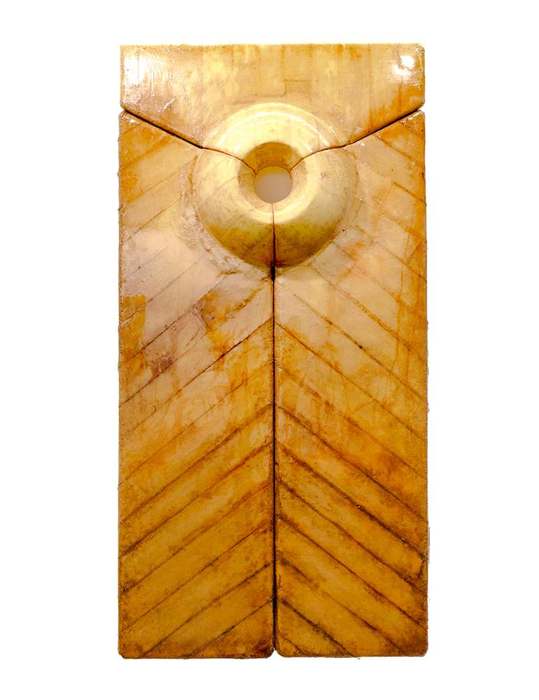 Diasporia Communicatus, 2023, by Coby Kennedy. Ballistic grade Kevlar®, steel, rust, resin, plastic.