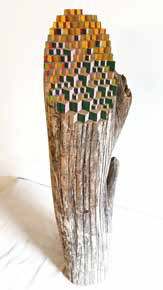 Leviathan 7, 2024, by Jos Prol. Painted salvaged wood.