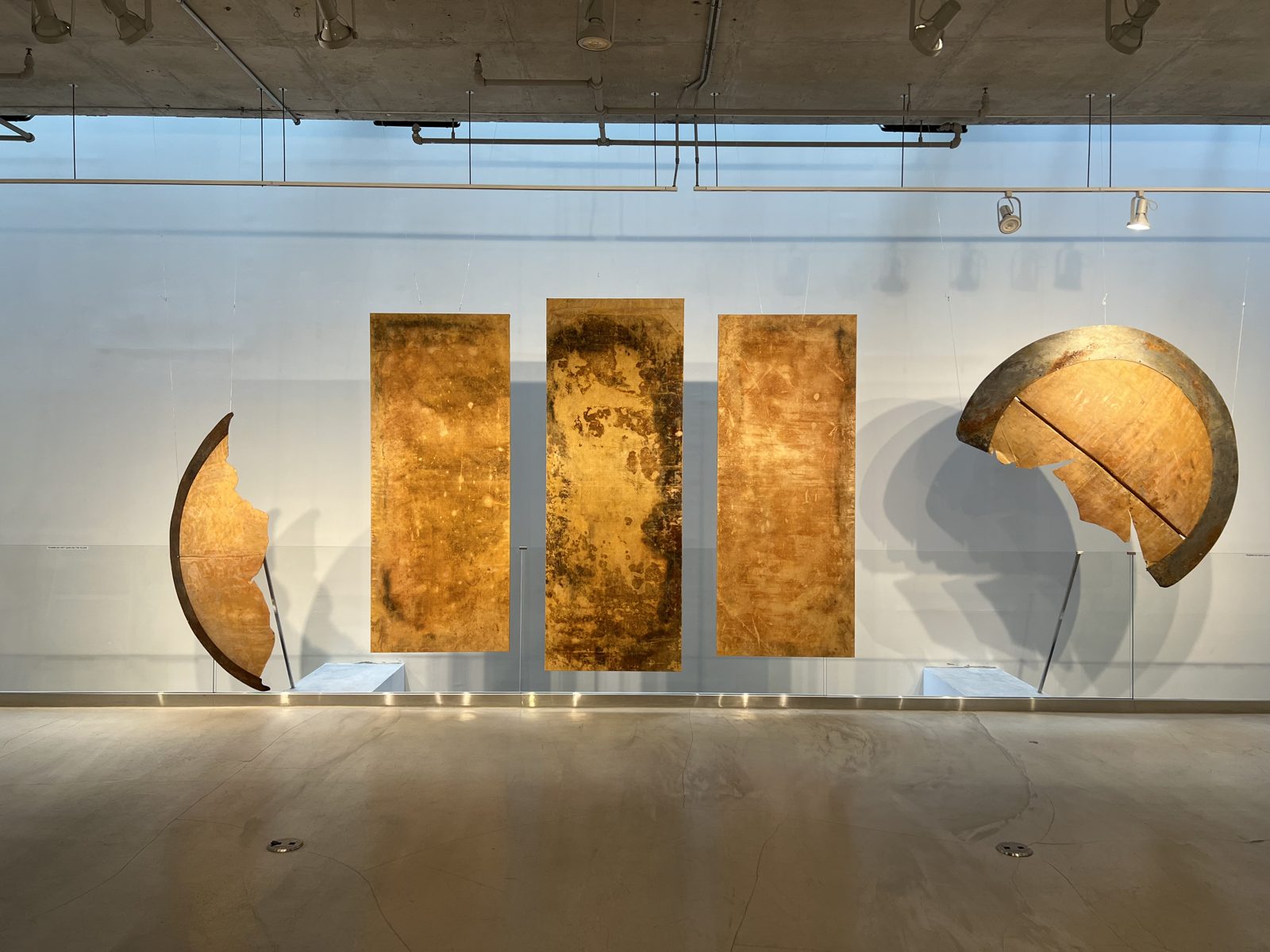 Quantum Cartography, 2026, by Coby Kennedy. Ballistic grade Kevlar®, steel, rust, resin, fiberglass.