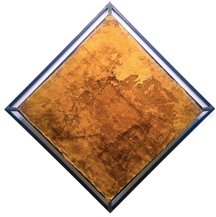 Once More Into the Breach, 2025, by Coby Kennedy. Ballistic grade Kevlar®, steel, rust, resin, plastic.