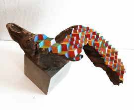 Bunker Open, 2026, by Jos Prol. Painted salvaged wood.