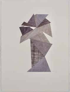 Shaman, 2017, by Rachel Hornaday. Collage, printed envelopes, Rives BFK paper.
